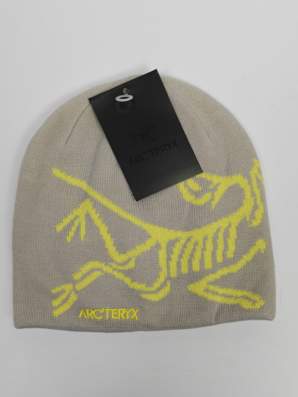 Arc'teryx Grey And Yellow Bird Head Toque Skullcap Beanie